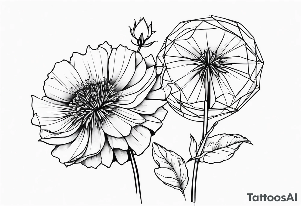 3 dandelion 1 rose tattoo idea