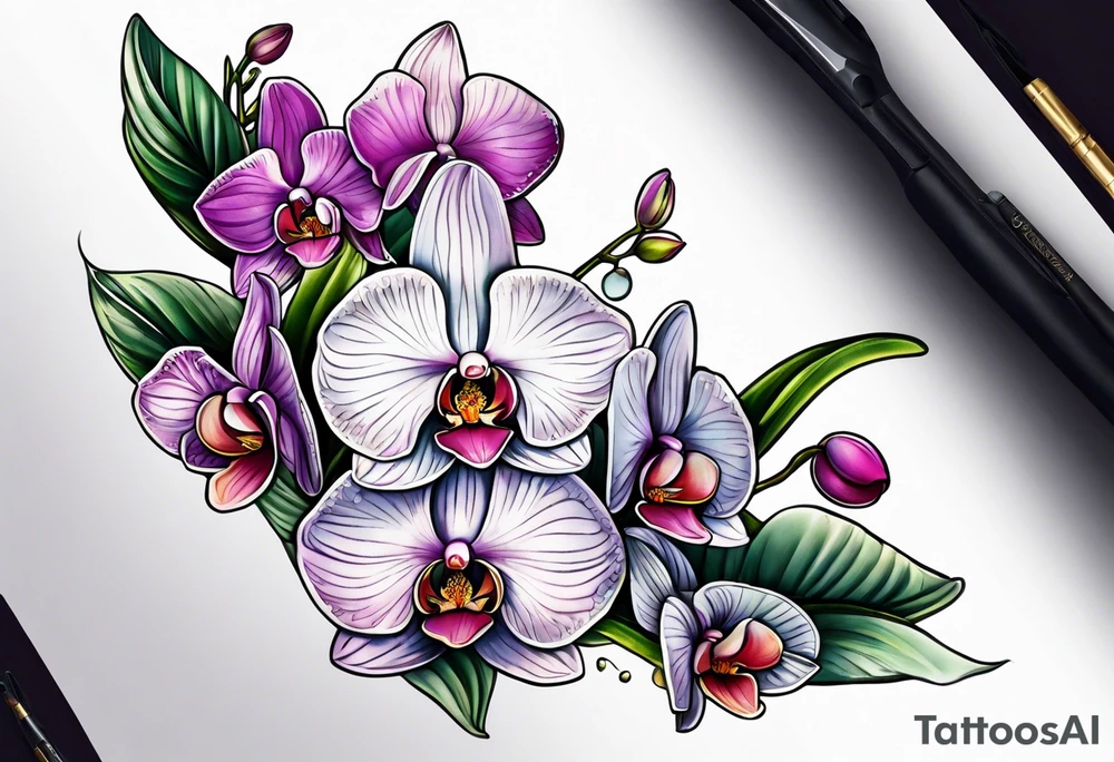 Small orchids tattoo idea