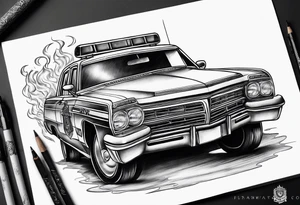 flaming police car tattoo idea