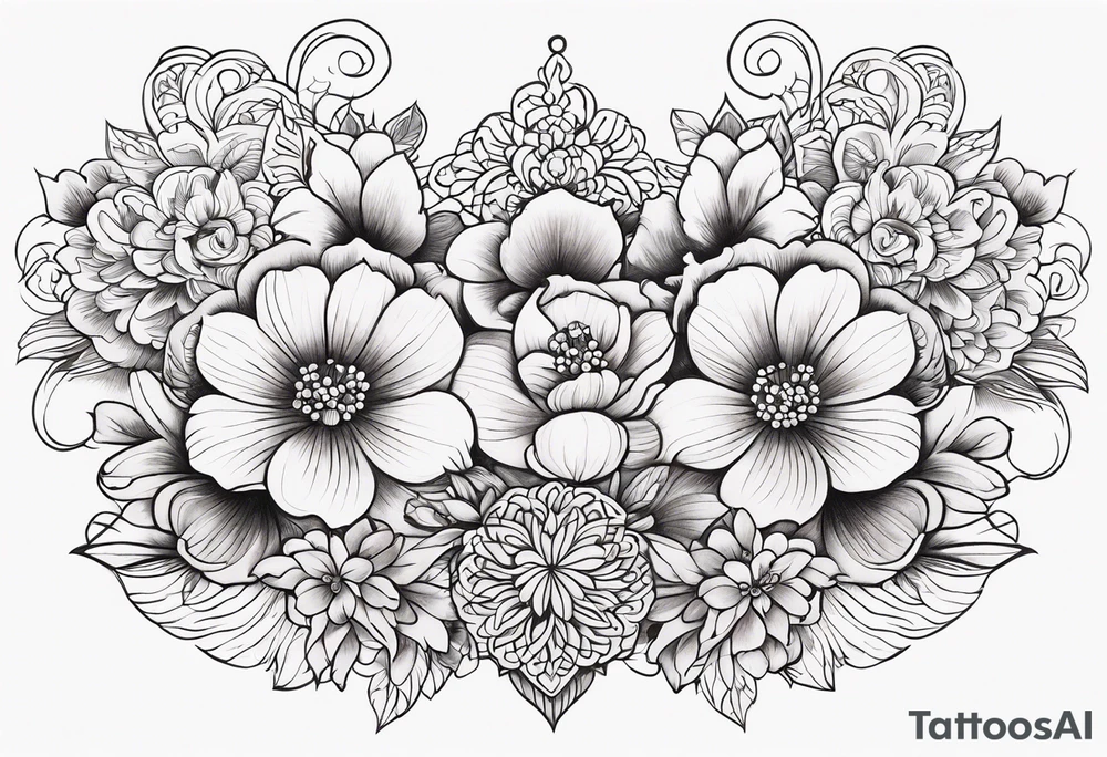 ornaments of flowers tattoo idea