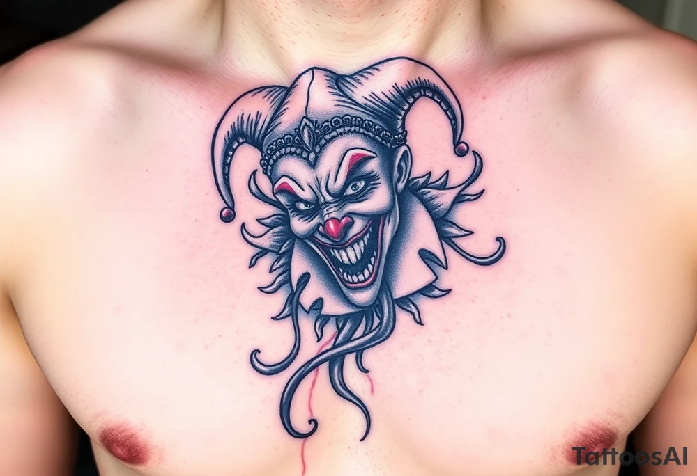 jester coming out of smoke tattoo idea