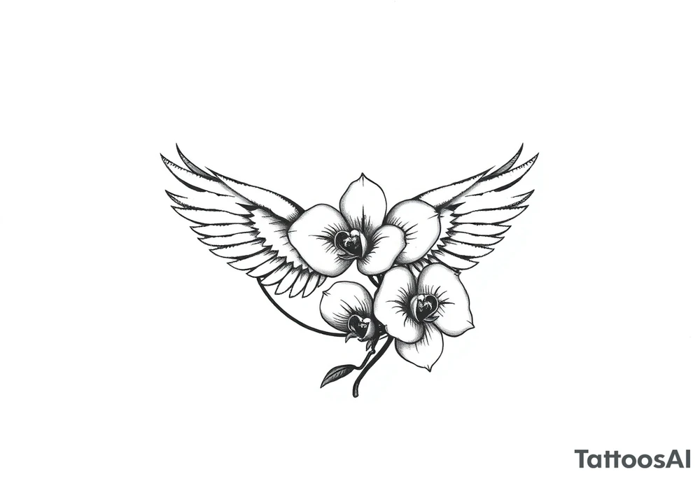 infinity loop with wings inside and an orchid tattoo idea