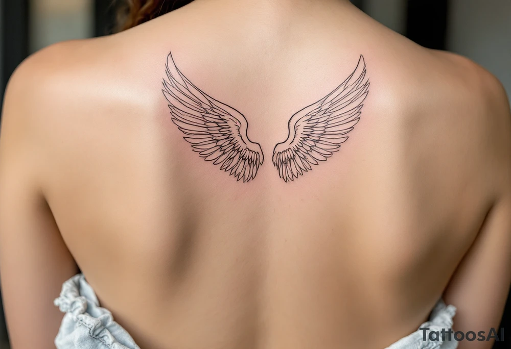 A pair of white angel wings spanning the full back length, representing spiritual freedom and protection. tattoo idea