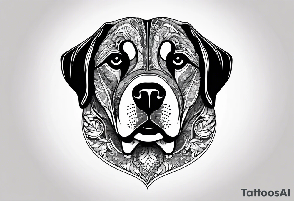 Koolie dog face portrait tattoo idea
