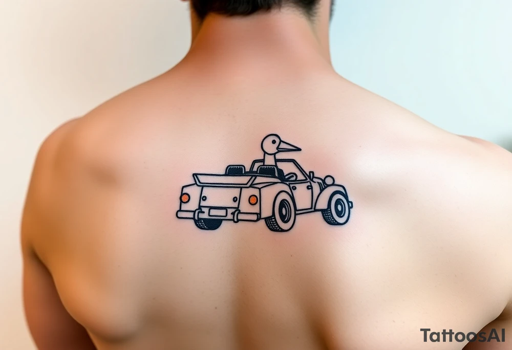 Quiero tatuajes independientes en el brazo uno en el antebrazo muy sutil que ponga karma, otro en el tríceps que ponga hakuna matara con alguna imagen se aprovecha el momento, otro en el brazo donde consideres que sea un coche pasando a través de un arcoíris y conducido por un pato moderno tattoo idea