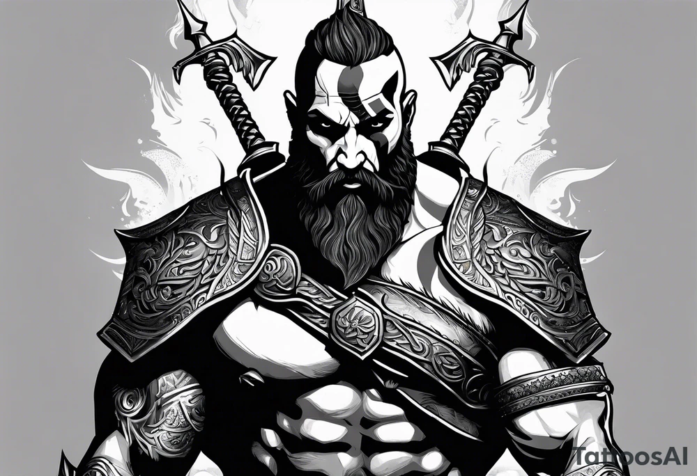 Black god of war with a small silver crown tattoo idea
