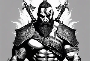 Black god of war with a small silver crown tattoo idea