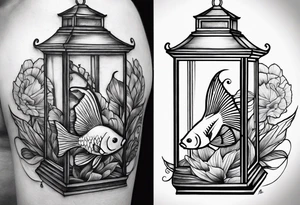 A beta fish inside of a lantern tattoo idea