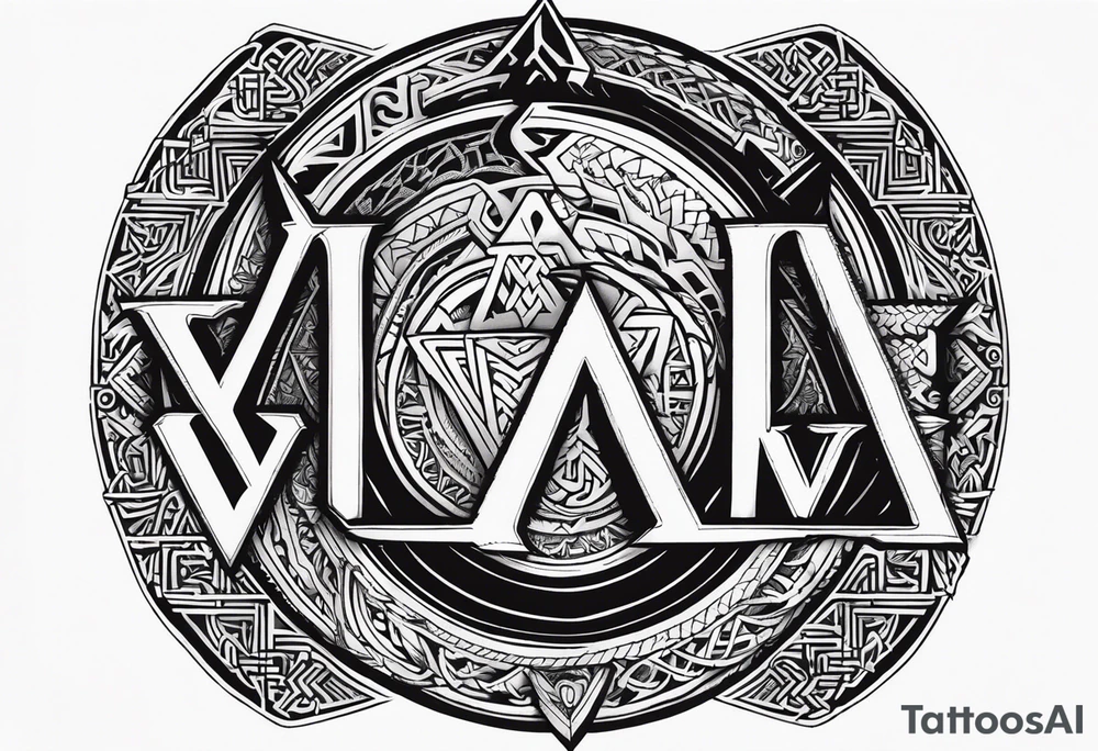 Valhalla sword shield dragon axe Valknut helm of awe tattoo idea