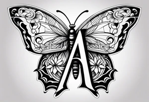 Letter A with butterfly tattoo idea