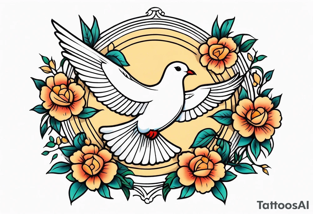 dove

vintage tattoo style old school traditional bold color simple with flowers surrounded tattoo idea