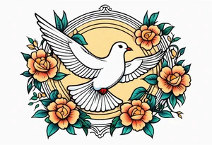dove

vintage tattoo style old school traditional bold color simple with flowers surrounded tattoo idea
