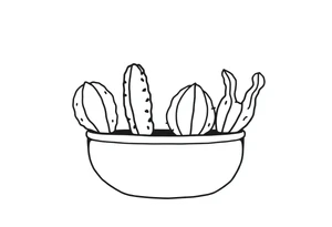 4 cute cacti in a pot tattoo idea