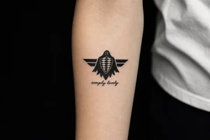 Koenigsegg ghost logo that they use as  TRIBUTE TO flying squadren and below written "simply lovely" tattoo idea