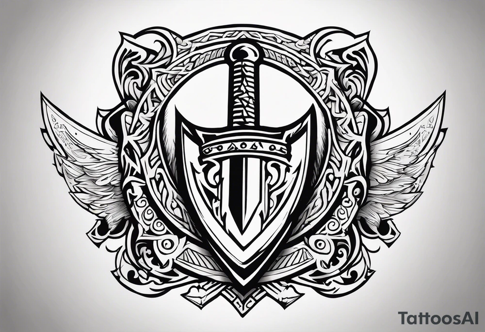 Valhalla 
Sword shield battle tattoo idea