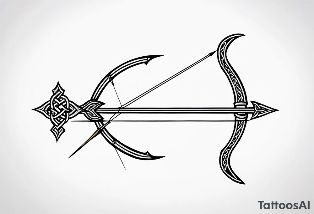 celtic bow and arrow not stretched tattoo idea