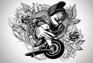 Black person skateboarder tattoo idea