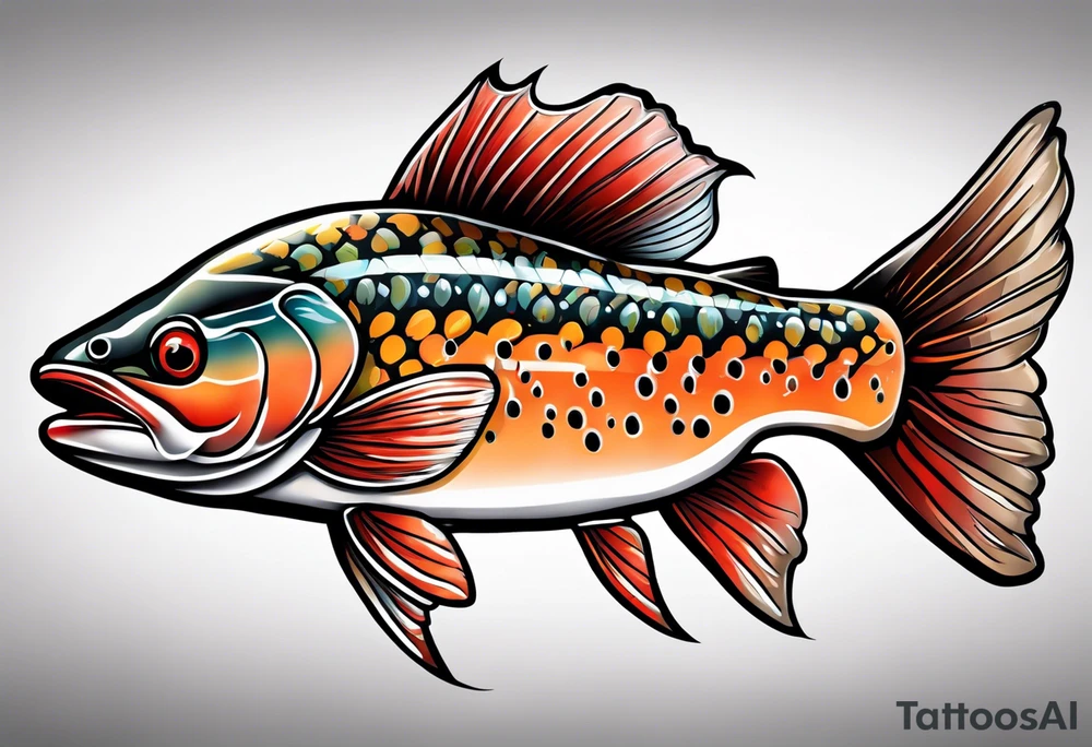 neo traditional cutthroat trout tattoo idea