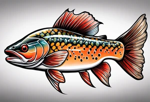 neo traditional cutthroat trout tattoo idea