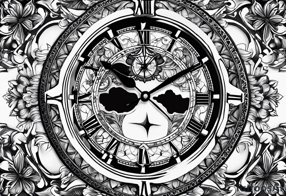reloj marcando las 11 hs y con la fecha de nacimiento 15 de febrero, a su vez escrito Ainara tattoo idea