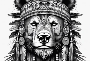 Native american medicine man in bear skin tattoo idea