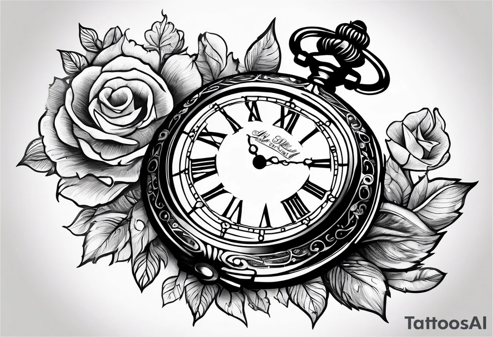 Pocket watch and words saying Not All Those Who Wander Are Lost, describing past life events tattoo idea
