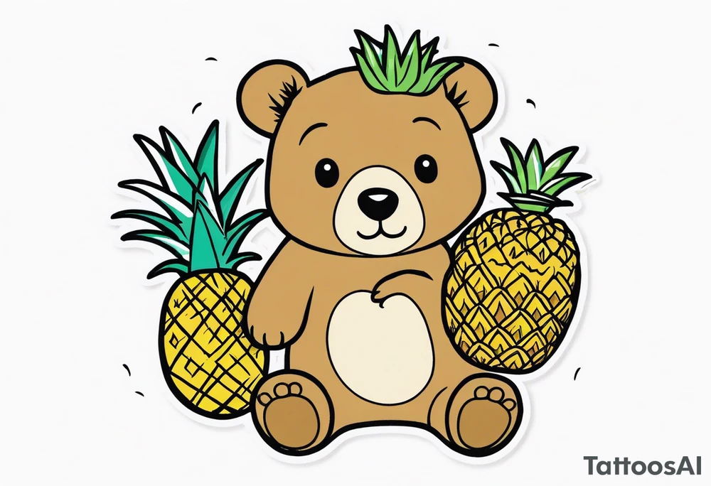 Bear loves pineapples and coconuts tattoo idea