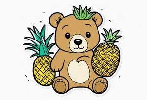 Bear loves pineapples and coconuts tattoo idea