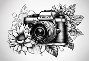 Tournesol,  rose flower, Camera, wave, palmier tattoo idea