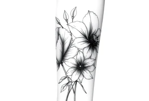 Poppy and Narcissus  flowers on forearm tattoo idea