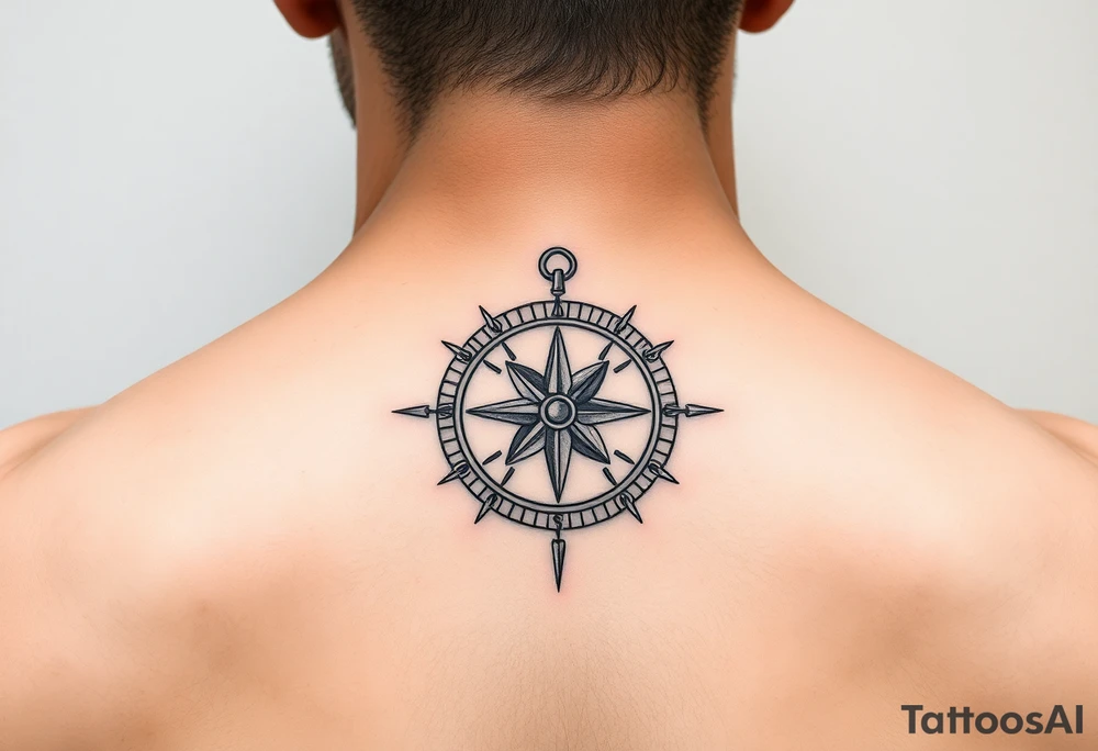 Compass for side of neck tattoo idea