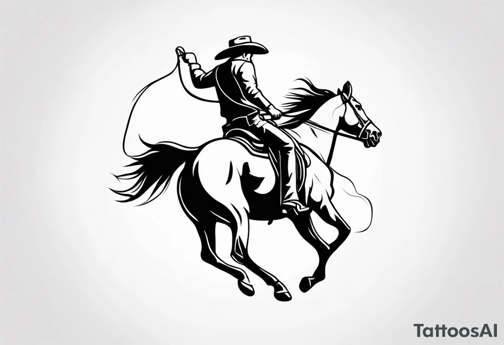 cowboy hanging onto horse tattoo idea