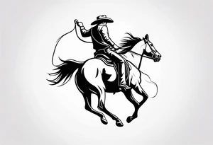 cowboy hanging onto horse tattoo idea