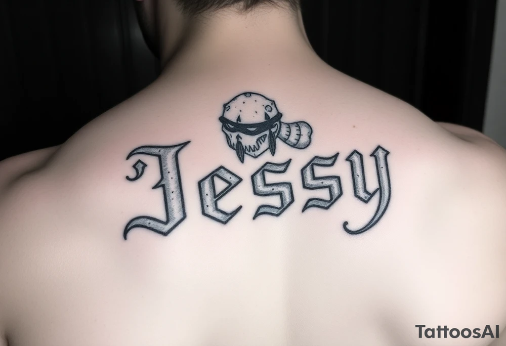 the name Jessy in a stone golem tattoo idea
