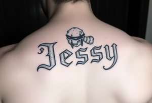the name Jessy in a stone golem tattoo idea