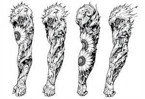 A full sleeve with themes of personal struggle, family, faith, and perseverance tattoo idea