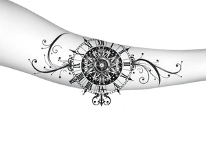 vintage roman numerals within ornate clockwork mechanism tattoo idea