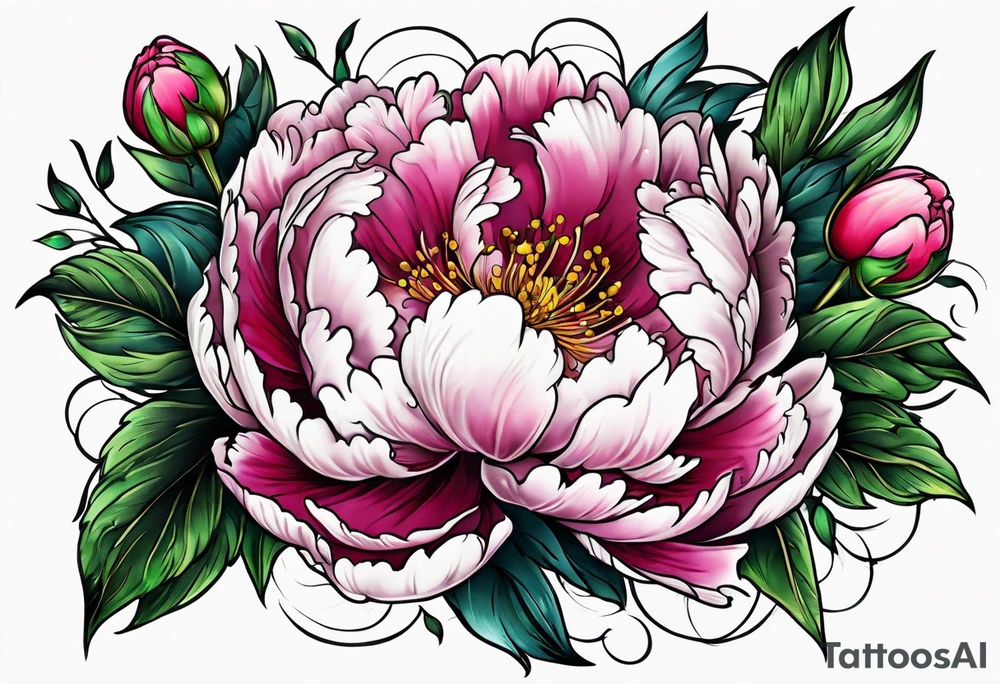 Peony garden ankle tattoo idea