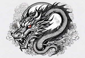 Dragon on forearm. Add Ying and Yang, Lotus flower, Moon and Chopsticks. tattoo idea