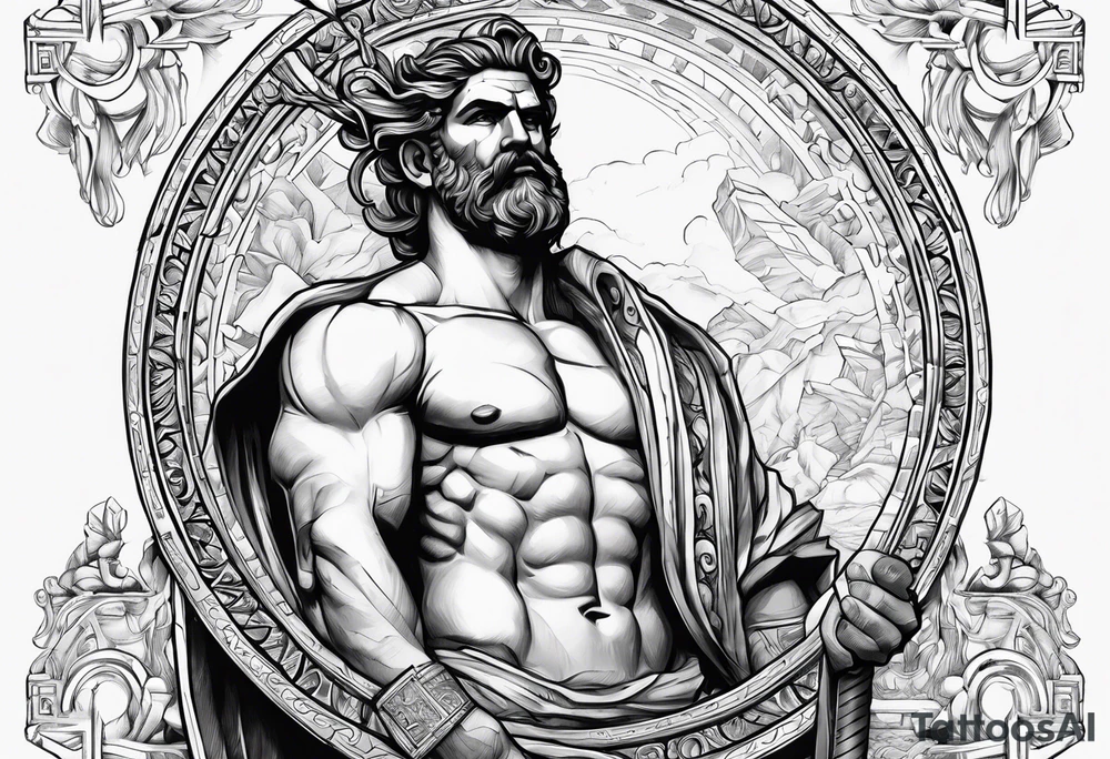 Greek god meletus with thunder on the arm tattoo idea