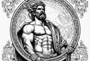 Greek god meletus with thunder on the arm tattoo idea