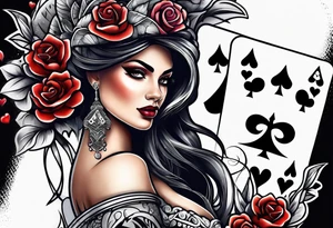 latina Queen Of Spades sleeve tattoo idea