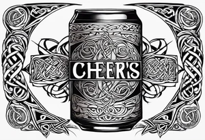 Cheers Mate text, armband +Celtic +Cancer Ribbon +tribal +artistic +a toast tattoo idea