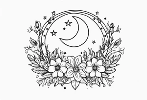 Western floral with stars and moon. Mirrored tattoo idea