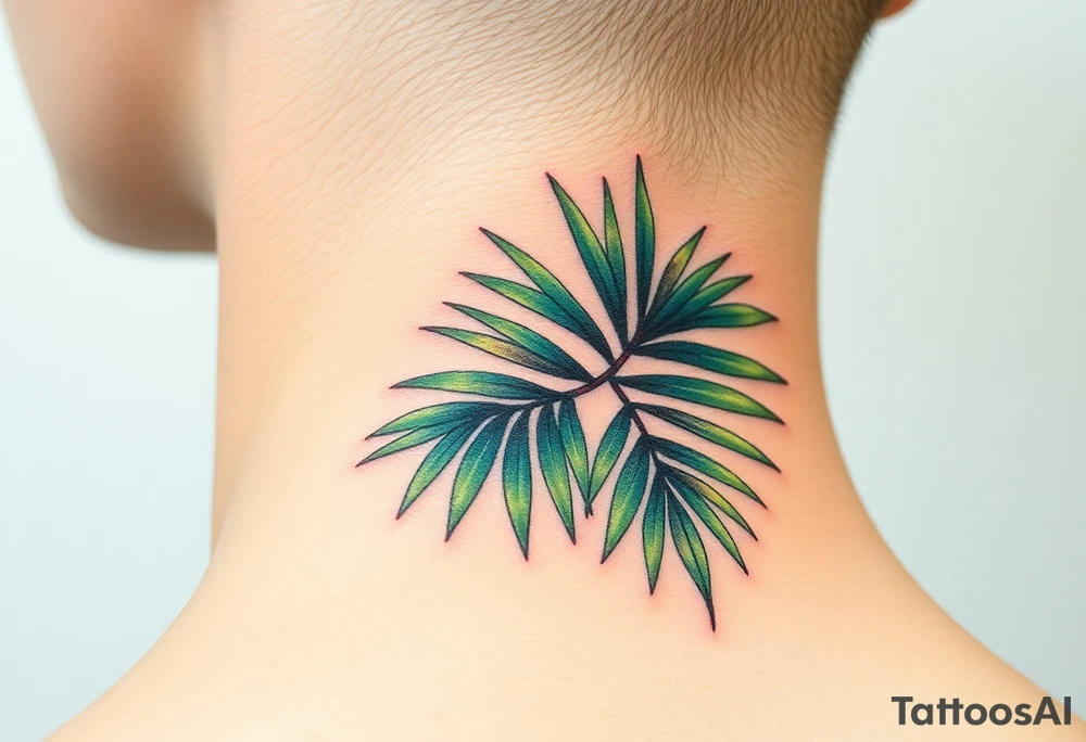 large woven palm leaves tattoo idea