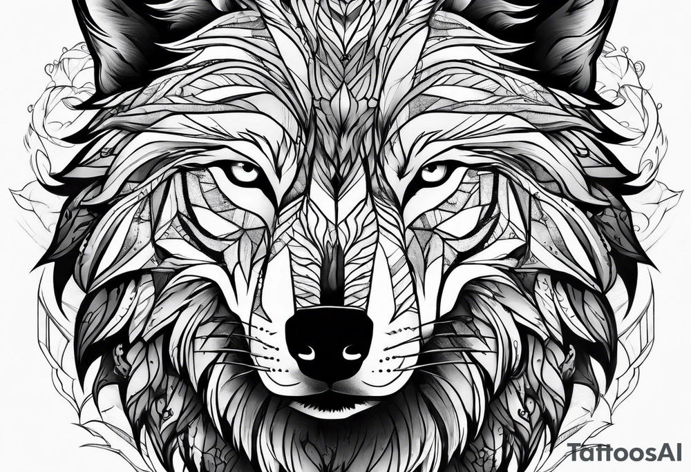 alpha wolf for mans chest tattoo idea