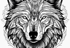 alpha wolf for mans chest tattoo idea