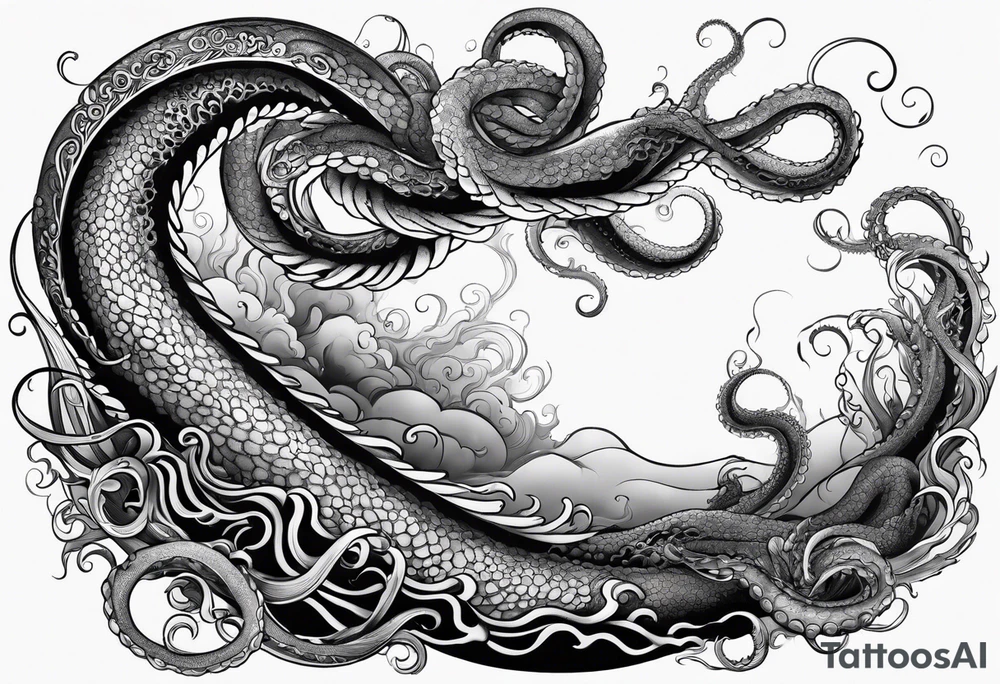 tentacle long outstretched tattoo idea