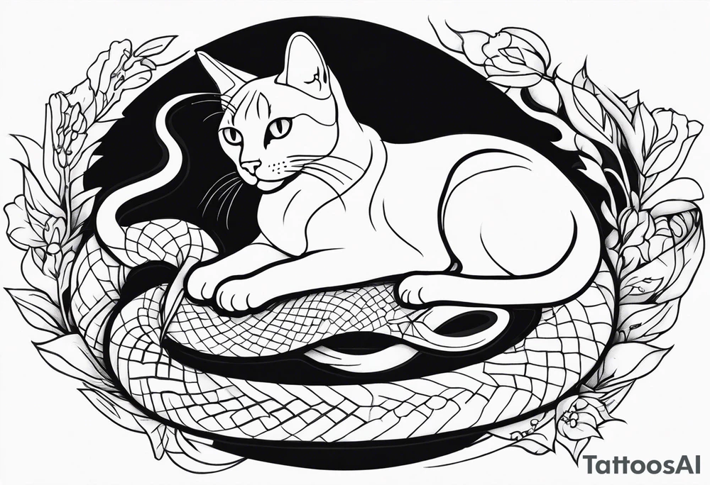 Cat and snake tattoo idea