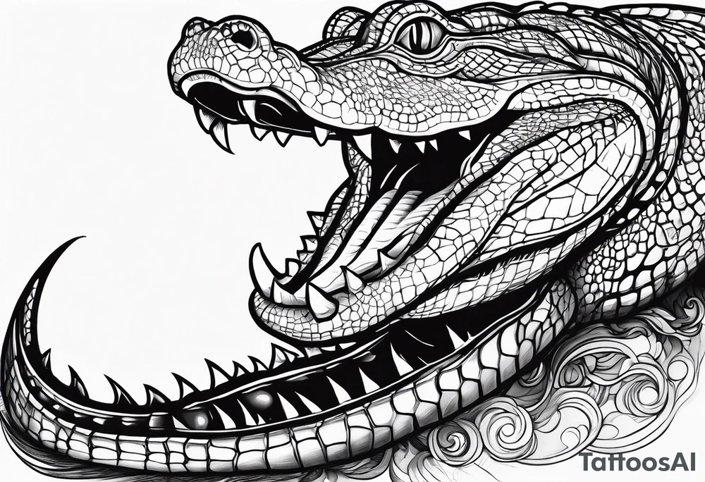 Full body Caiman with tail leg tattoo tattoo idea